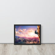 The Hero’s Ascent - A Zelda-Inspired Oil Painting Wall Art | Framed matte paper poster