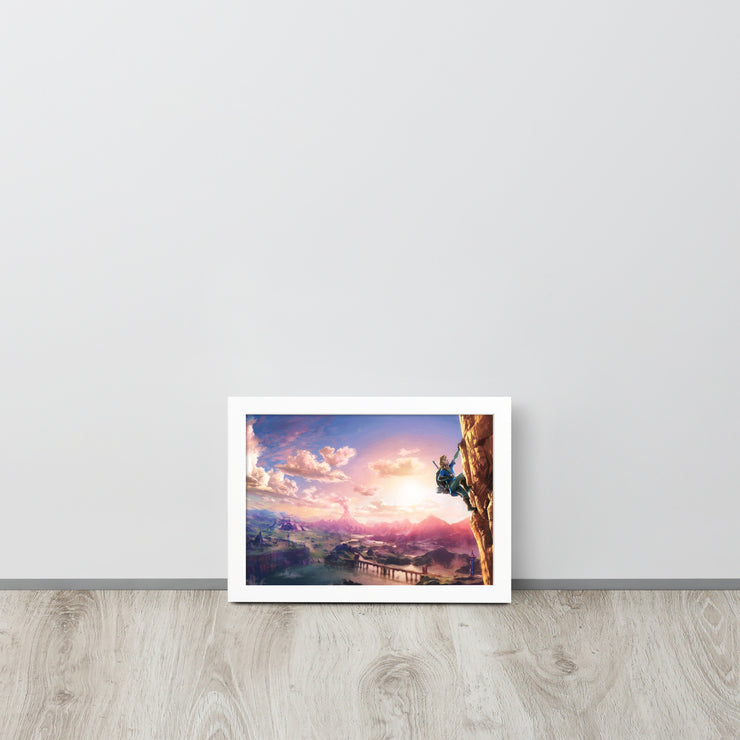 The Hero’s Ascent - A Zelda-Inspired Oil Painting Wall Art | Framed matte paper poster